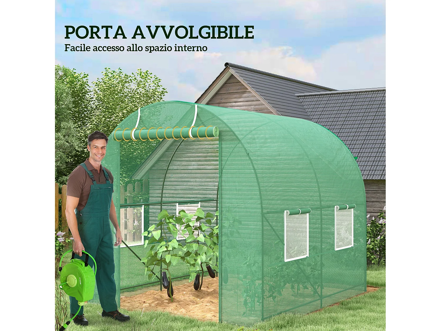 Serra da giardino a tunnel in acciaio e pe 2.5x2x2m