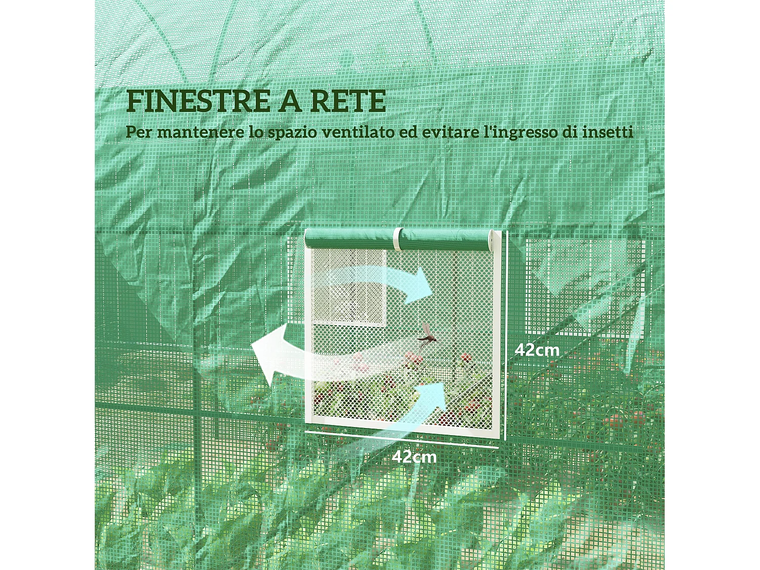 Serra da giardino a tunnel in acciaio e pe 2.5x2x2m