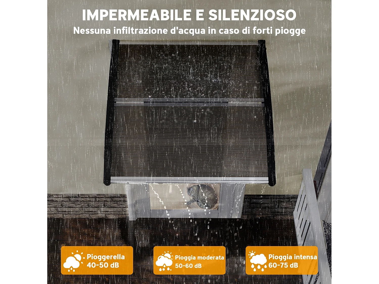 Pensilina policarbonato da esterno 103x96.5x27cm marrone