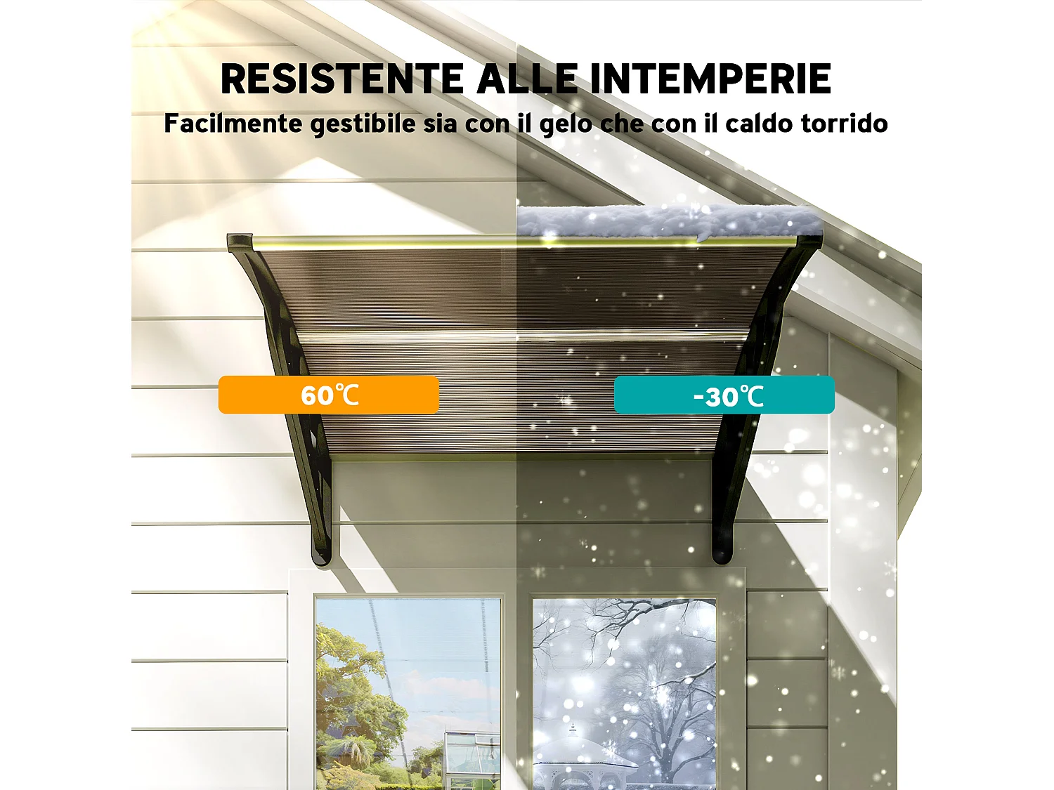 Pensilina policarbonato da esterno 103x96.5x27cm marrone