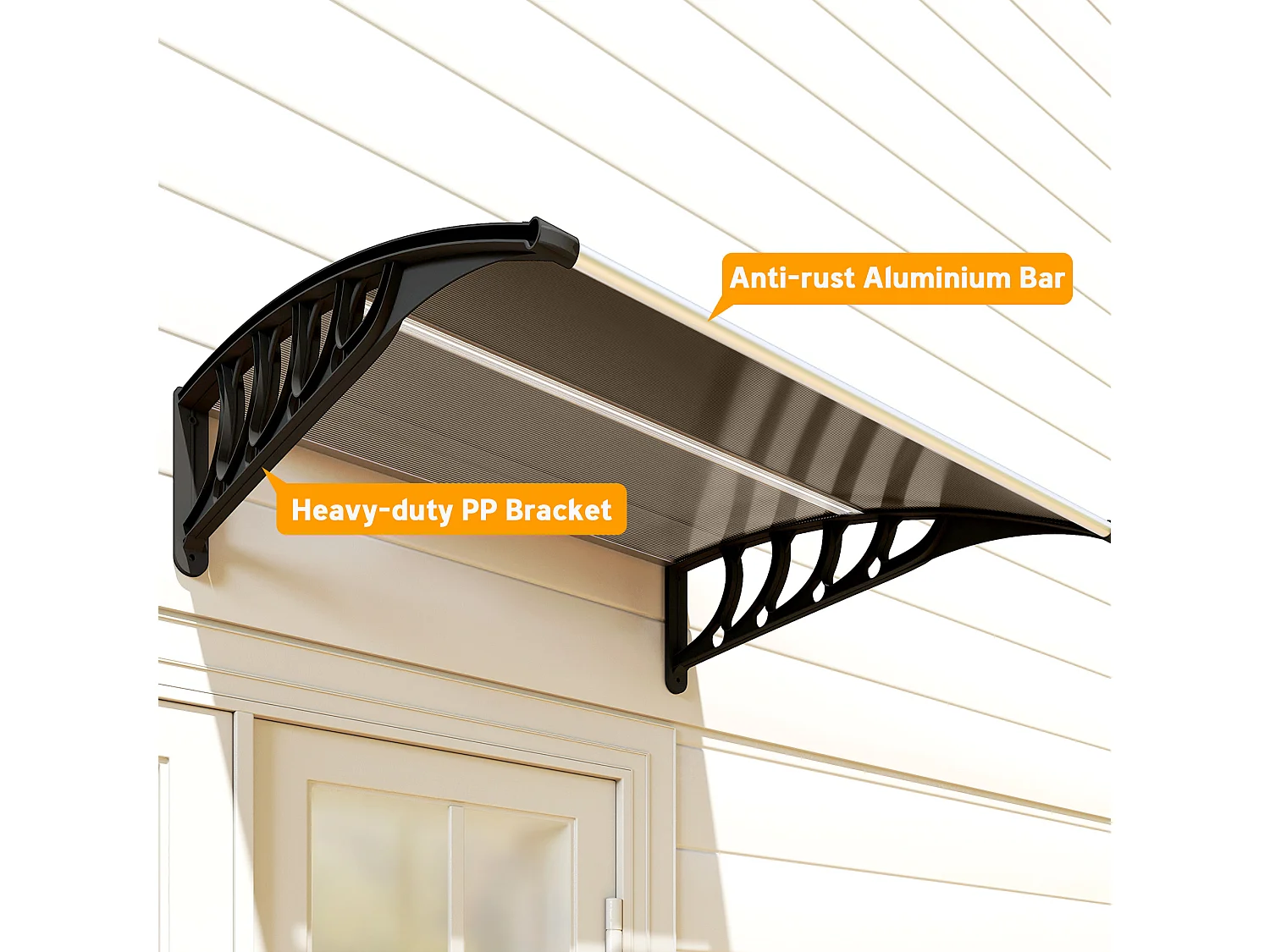 Pensilina policarbonato da esterno 103x96.5x27cm marrone