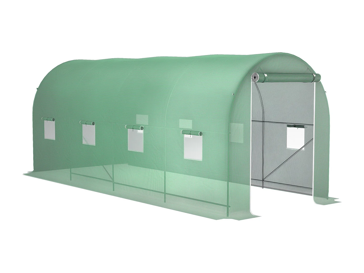 Serra a tunnel 5x2x2m con 8 finestre e porta avvolgibile