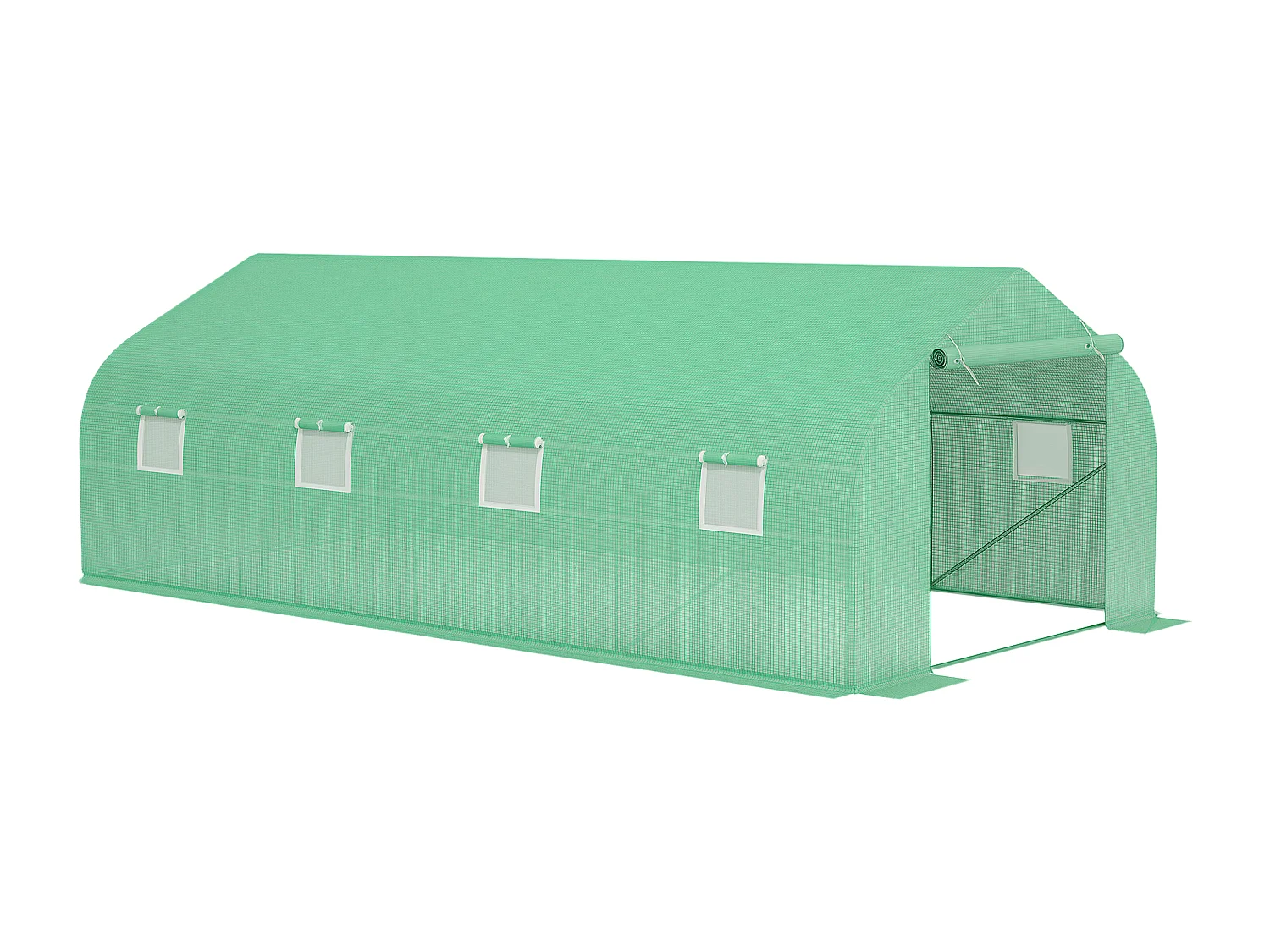 Serra a tunnel con 8 finestre laterali e ingresso avvolgibile verde