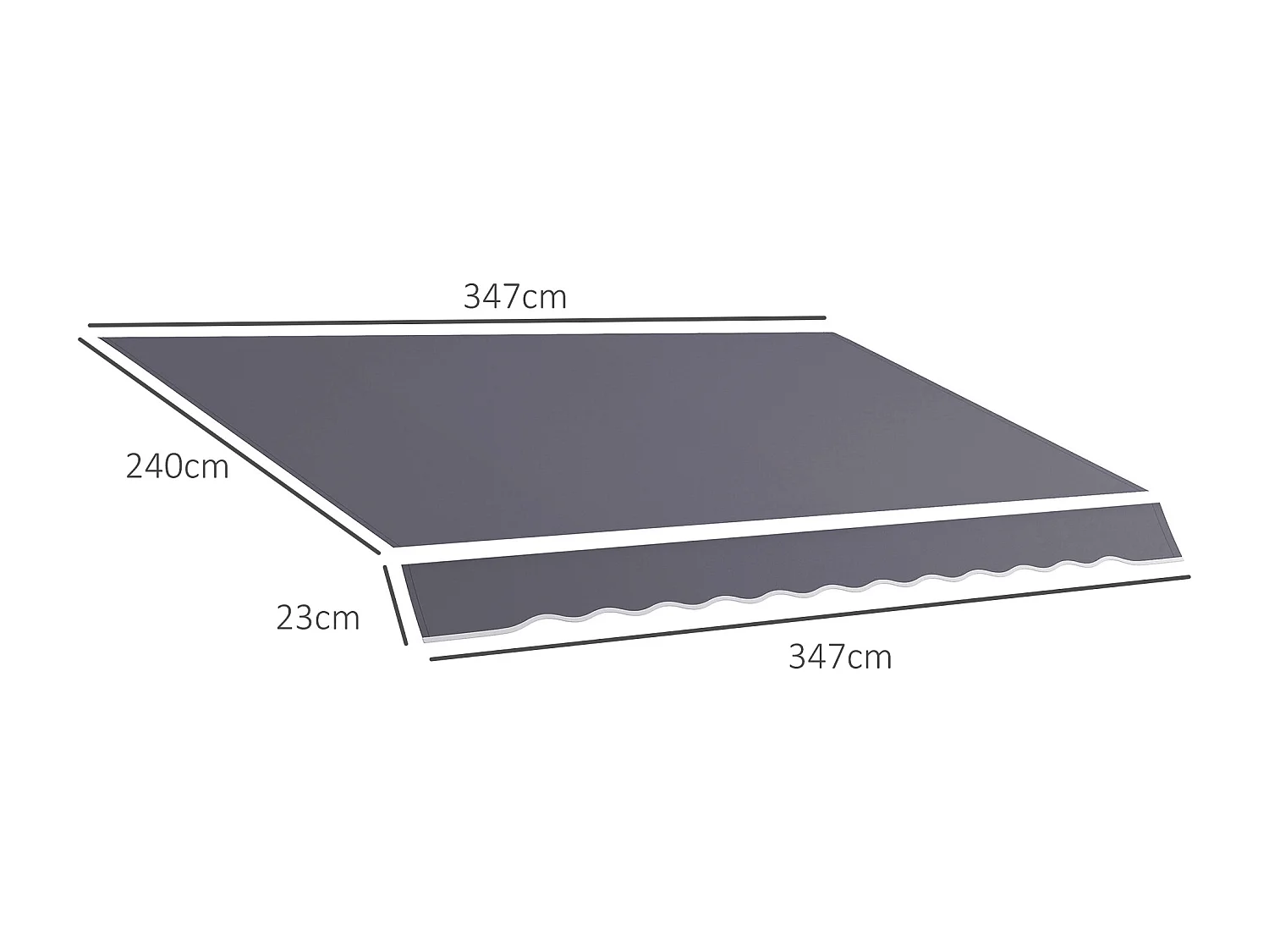 Telo di ricambio per tenda a bracci in poliestere da 3.6x2.5 m grigio