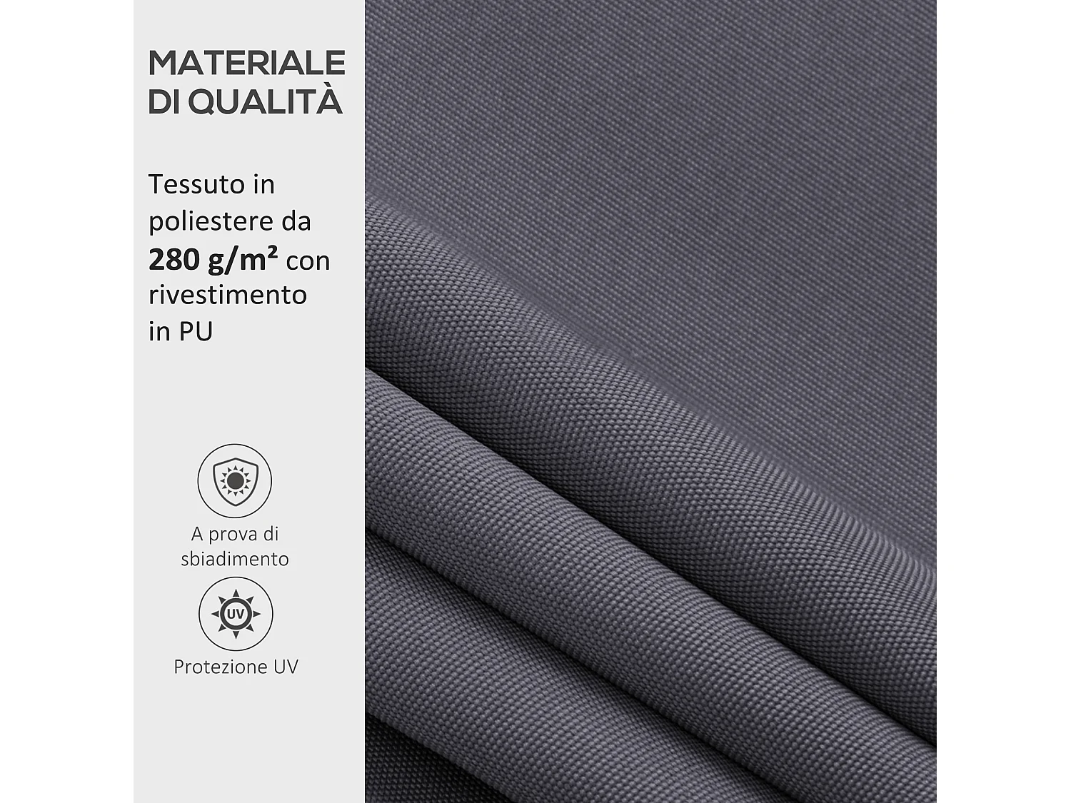 Telo di ricambio per tenda a bracci in poliestere da 3.6x2.5 m grigio