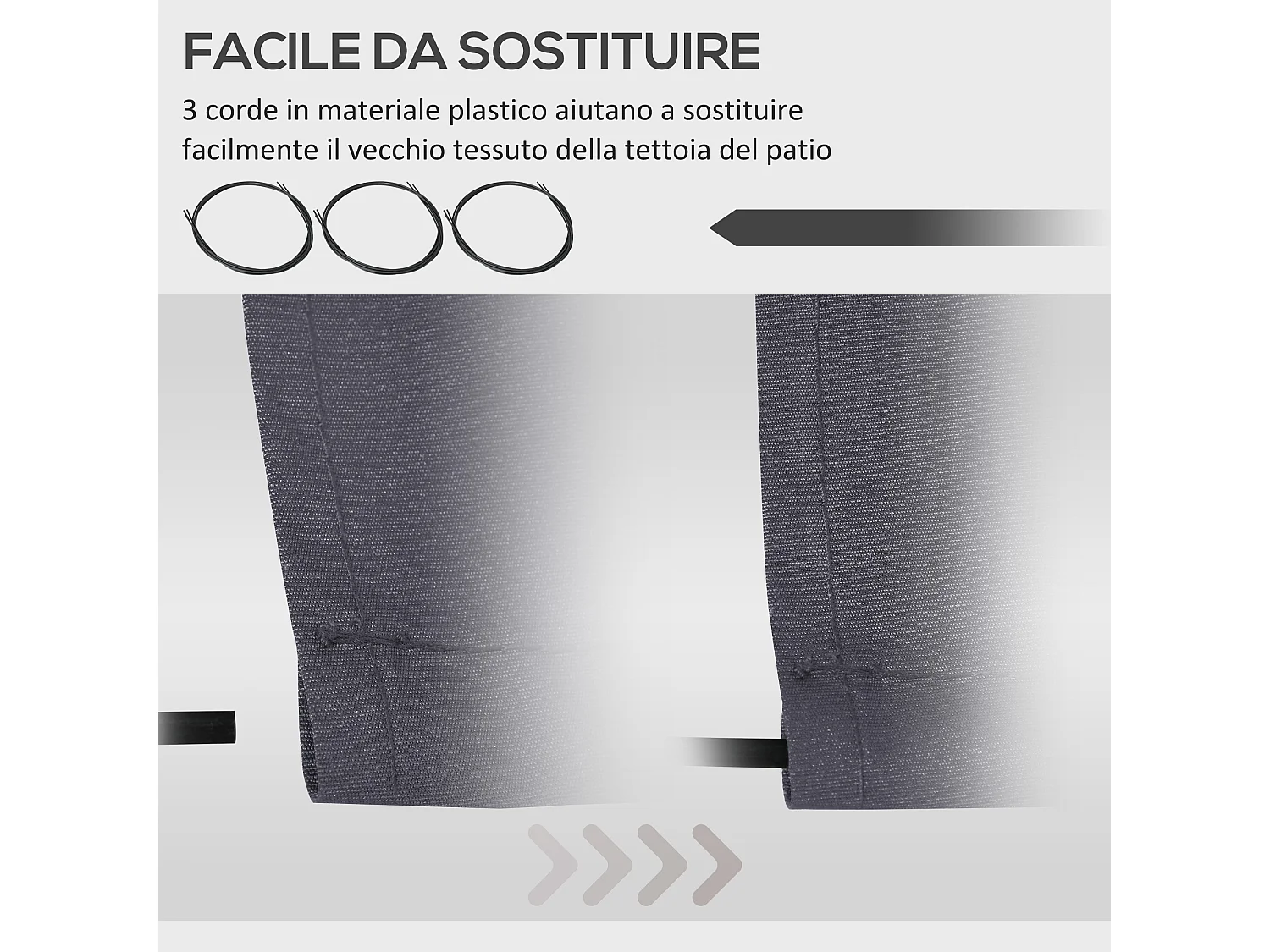 Telo di ricambio per tenda a bracci in poliestere da 3.6x2.5 m grigio