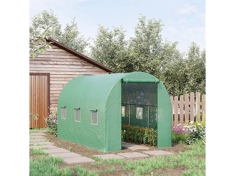 Serra per orto a tunnel 3.5x2x2m 6 finestre e porta con zip