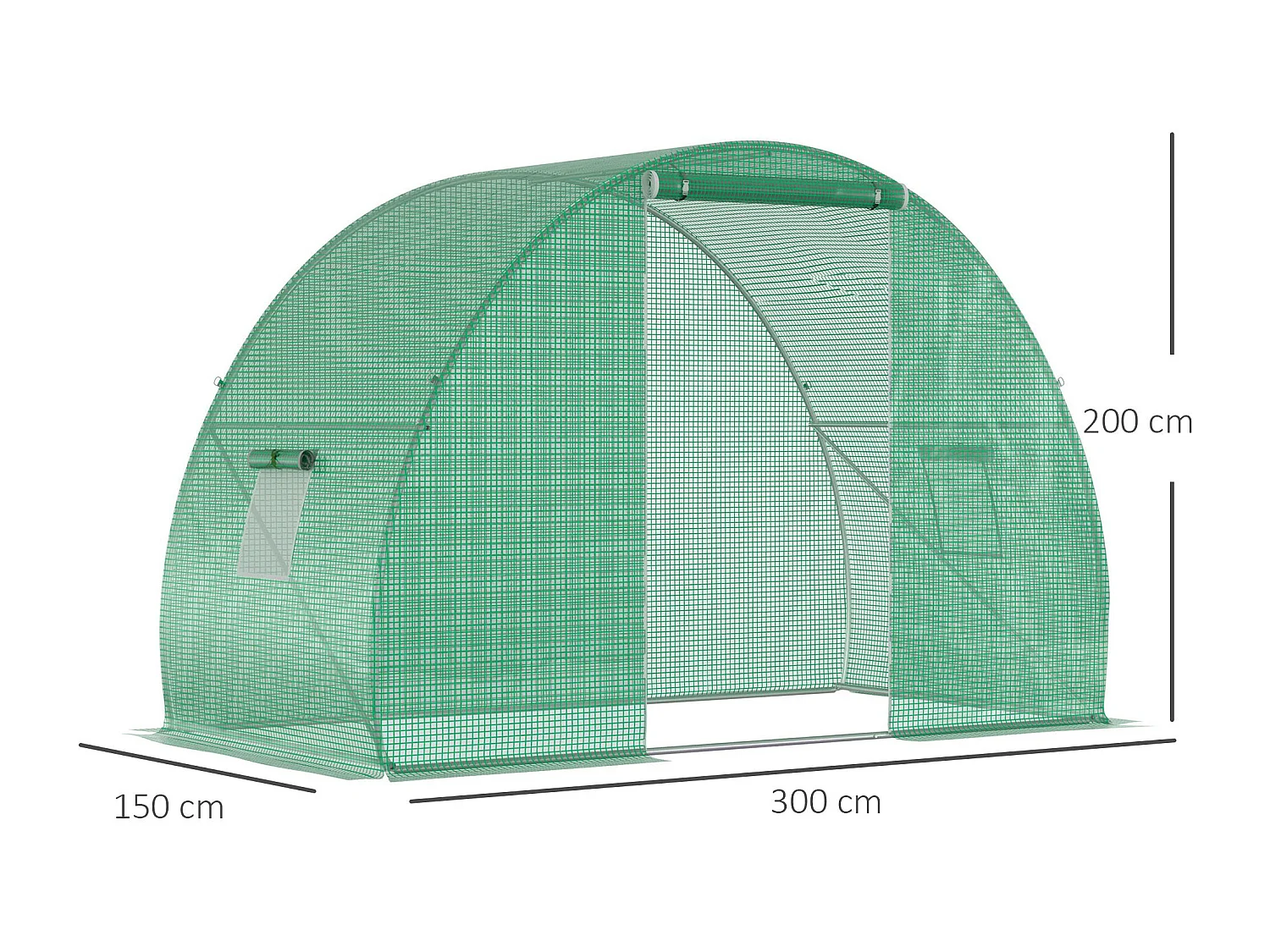 Serra tunnel porta avvolgibile finestre copertura pe 1.5x3x2m