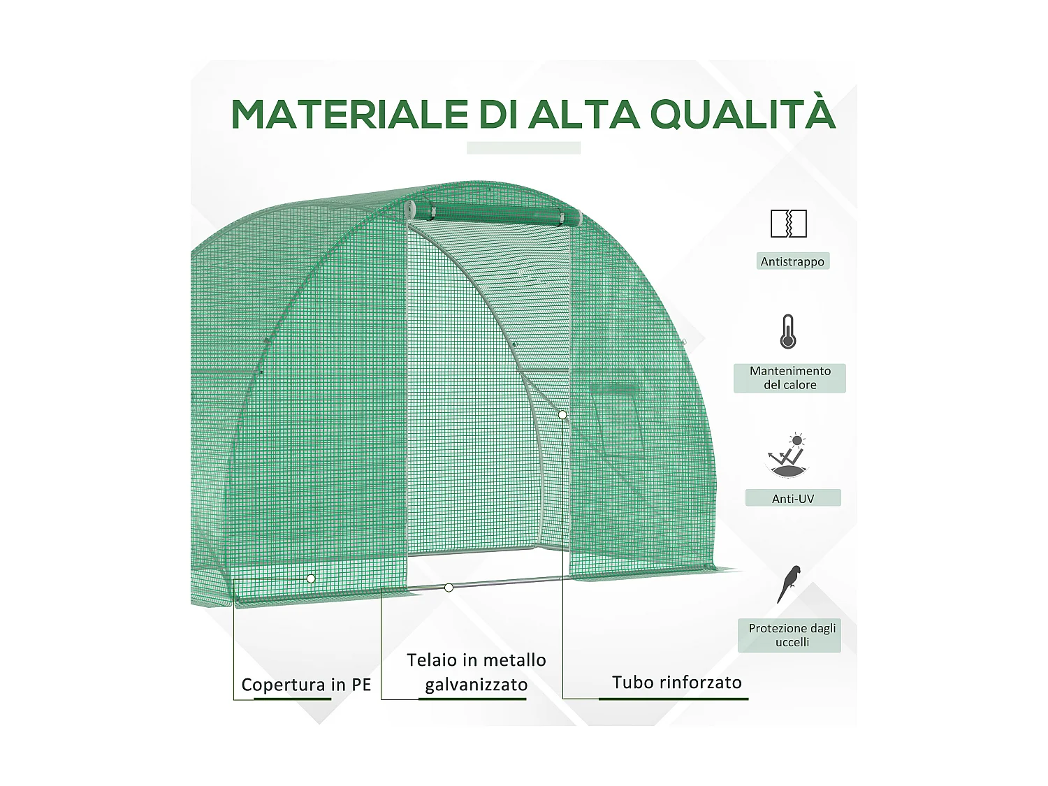 Serra tunnel porta avvolgibile finestre copertura pe 1.5x3x2m