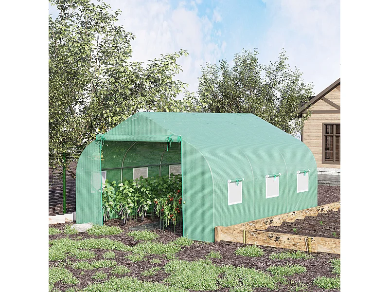 Serra per orto 3.5x3x2m con 6 finestre e porta avvolgibile