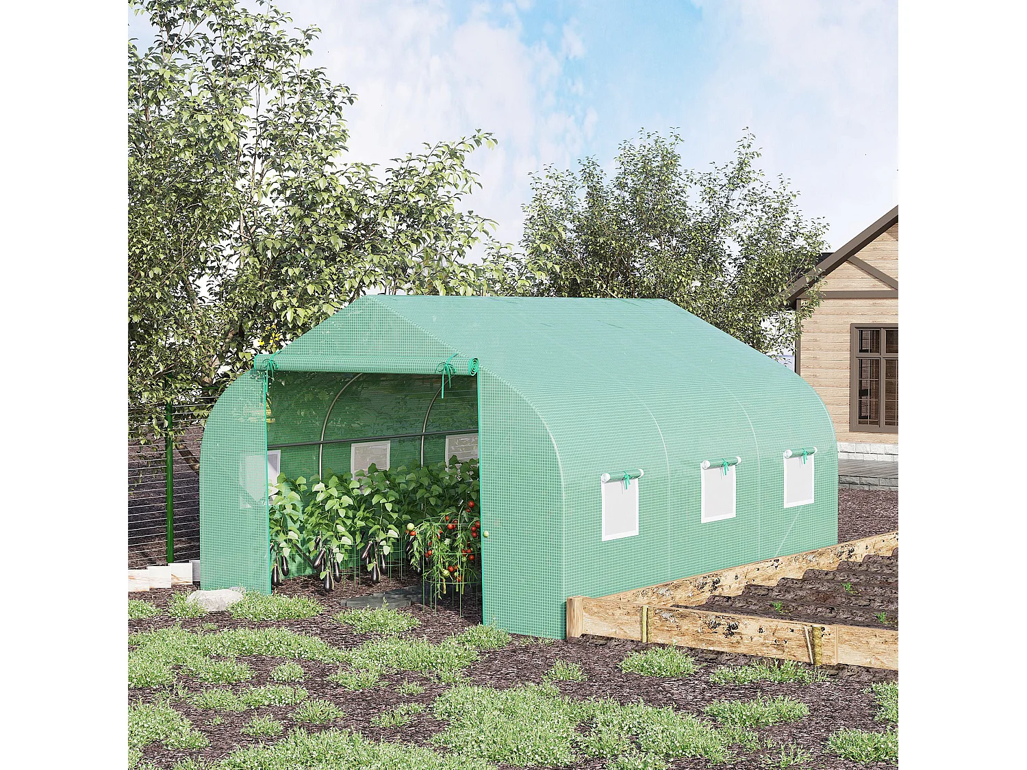 Serra per orto 3.5x3x2m con 6 finestre e porta avvolgibile