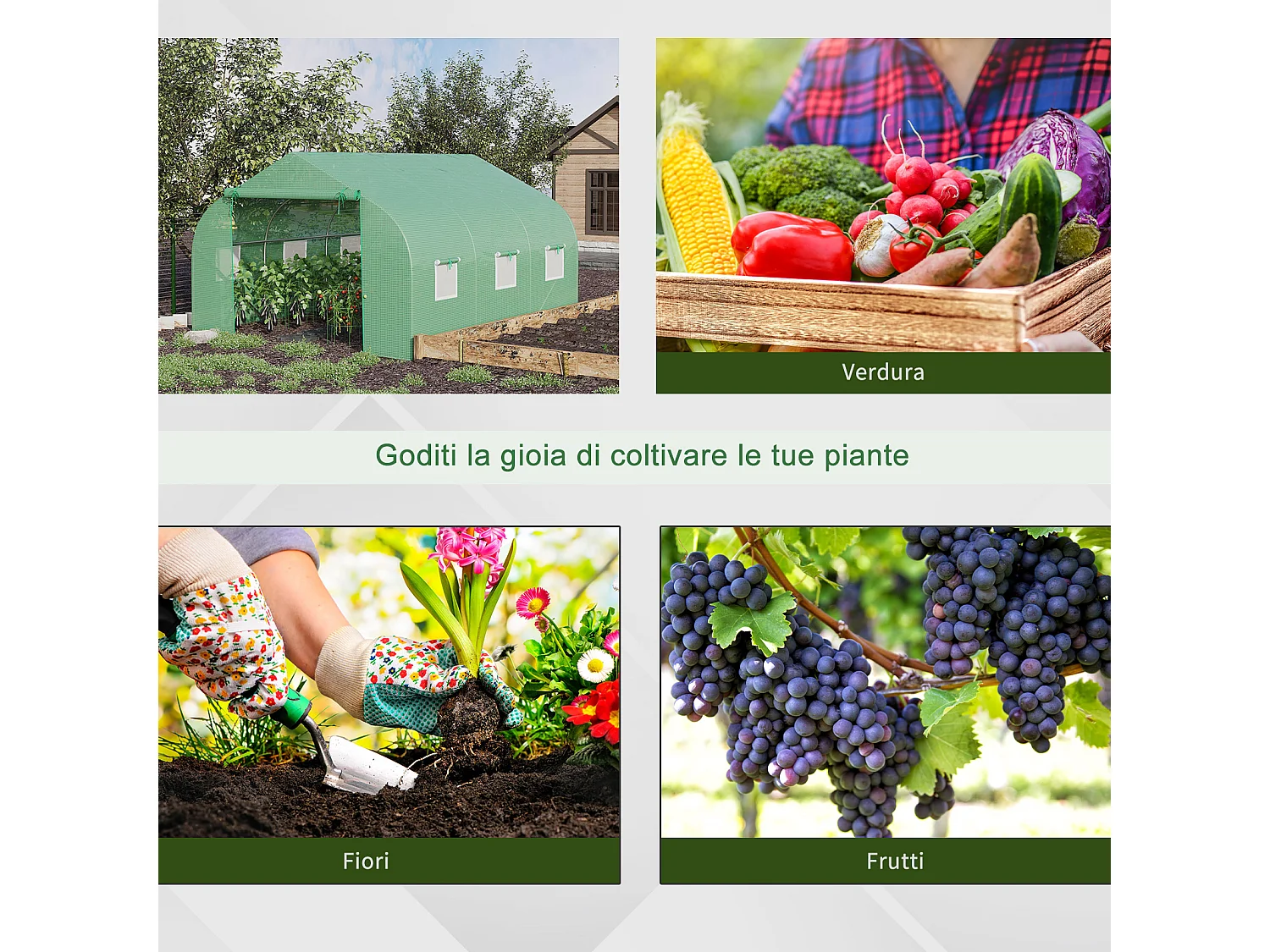 Serra per orto 3.5x3x2m con 6 finestre e porta avvolgibile