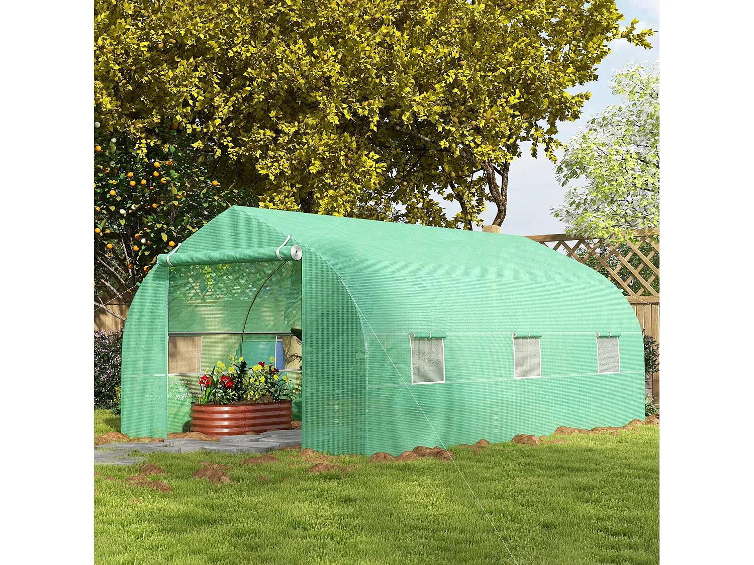 Serra per orto 3.5x3x2m con 6 finestre e porta avvolgibile