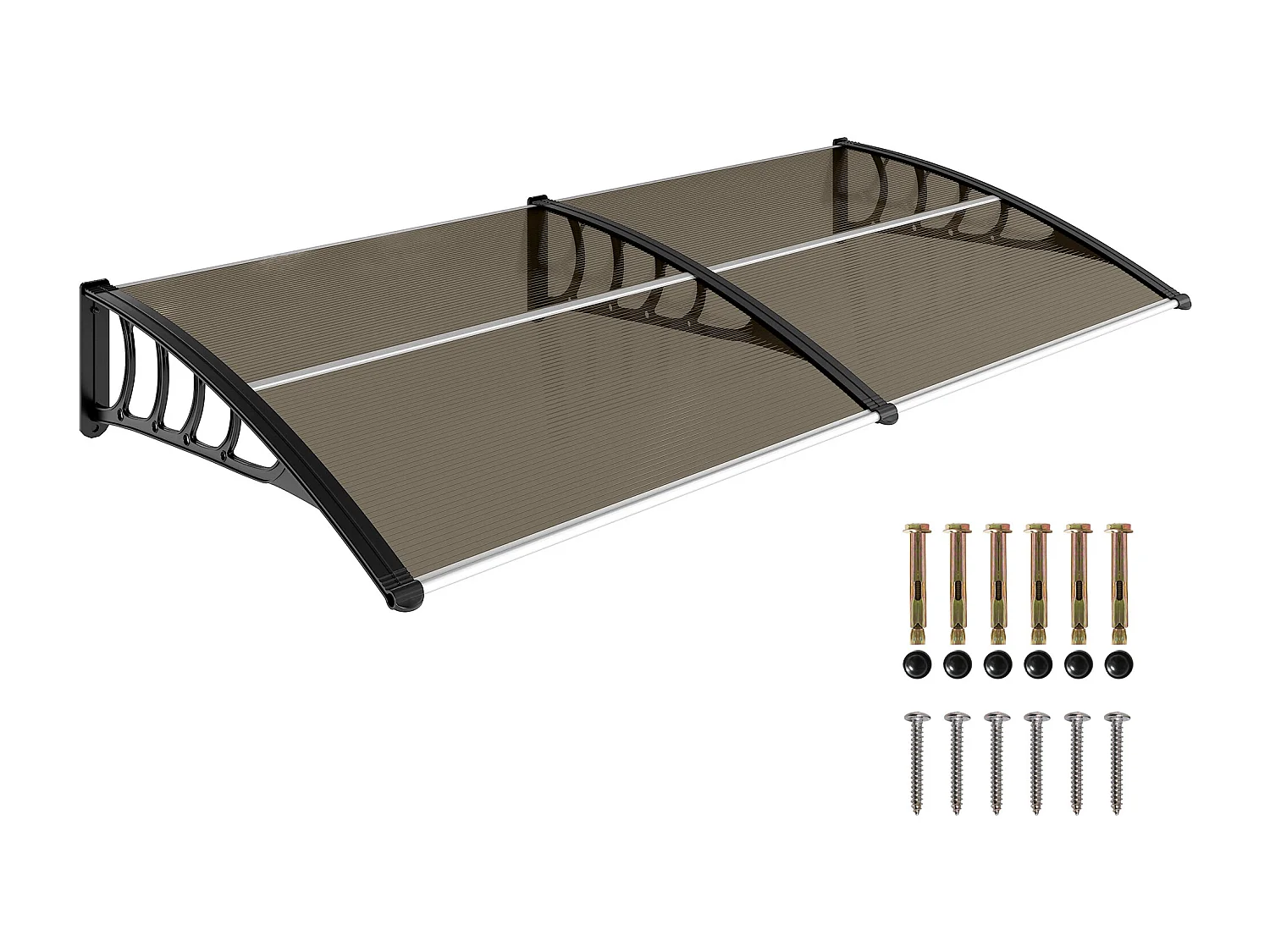 Pensilina da esterno in policarbonato 200x96x27cm marrone