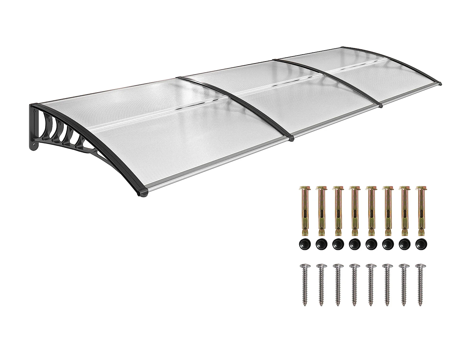 Tettoia per esterni ricurva con viti in policarbonato pp e alluminio