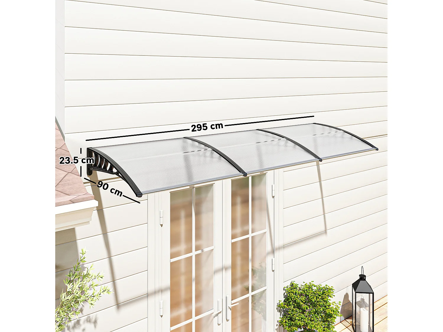 Tettoia per esterni ricurva con viti in policarbonato pp e alluminio