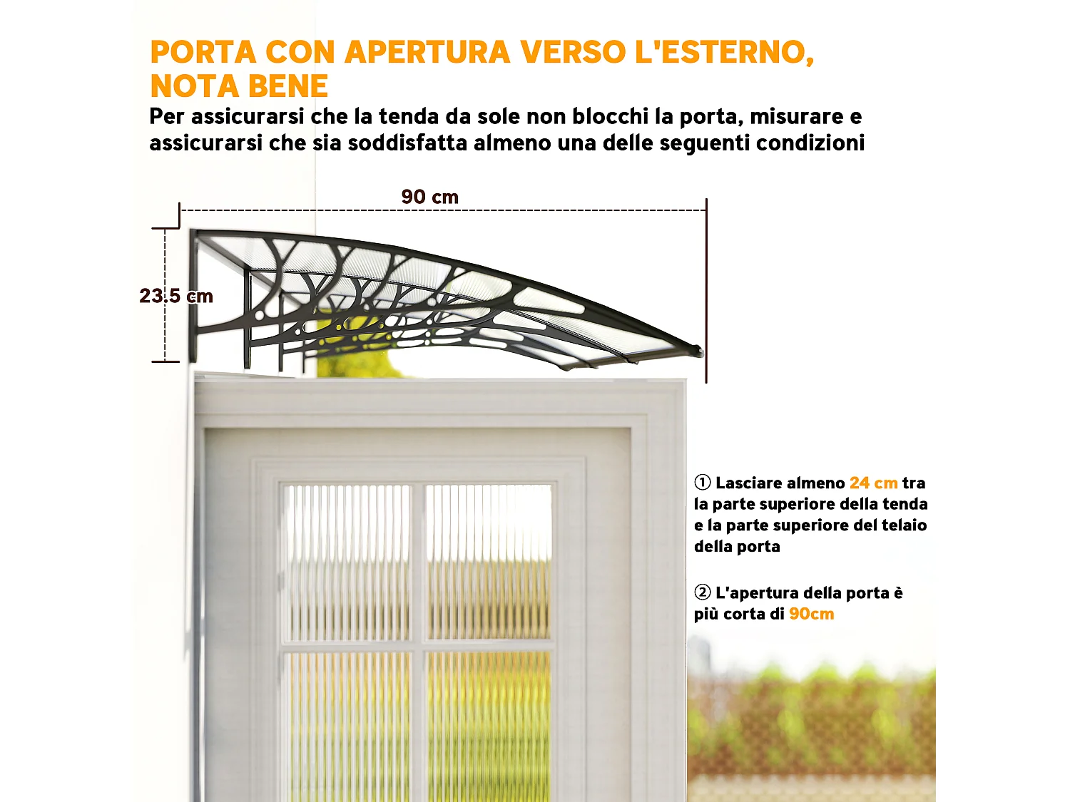 Tettoia per esterni ricurva con viti in policarbonato pp e alluminio