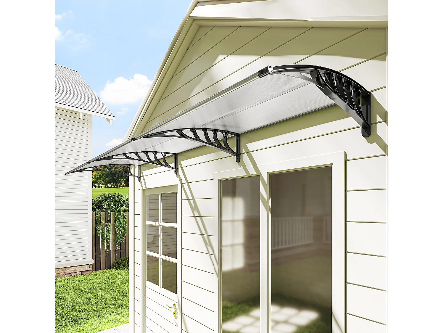 Tettoia per esterni ricurva con viti in policarbonato pp e alluminio