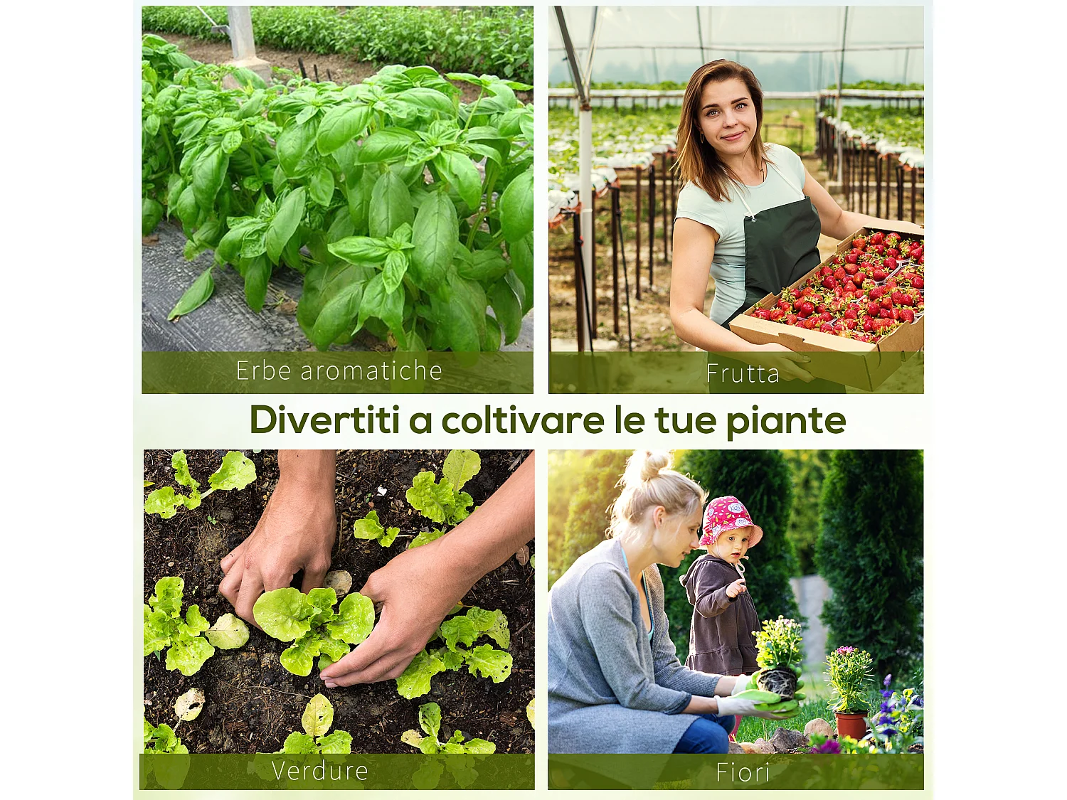 Serra da giardino a tunnel con rivestimento in plastica verde