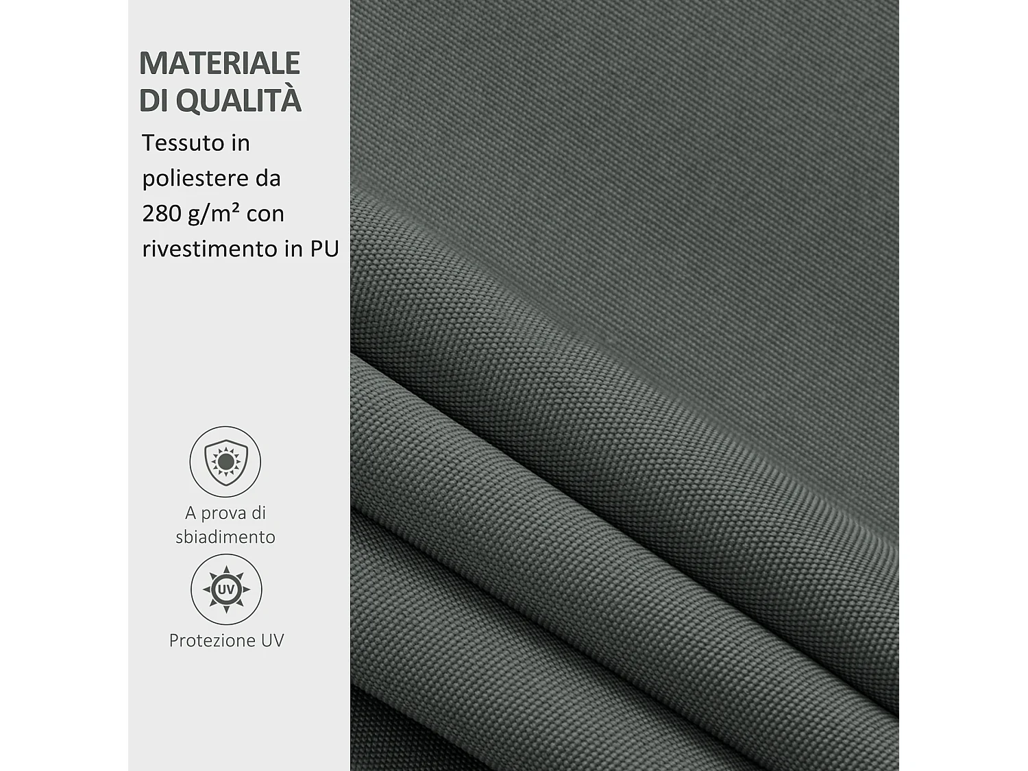 Telo di ricambio per tenda a bracci in poliestere da 4x2.5 m grigio