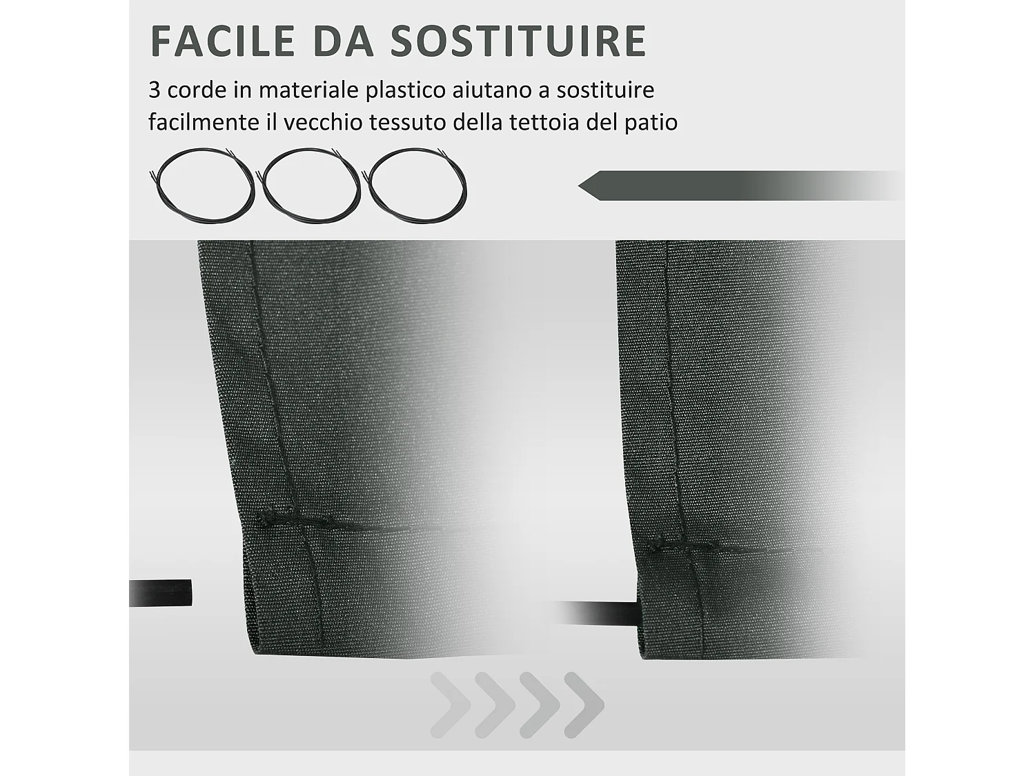 Telo di ricambio per tenda a bracci in poliestere da 4x2.5 m grigio