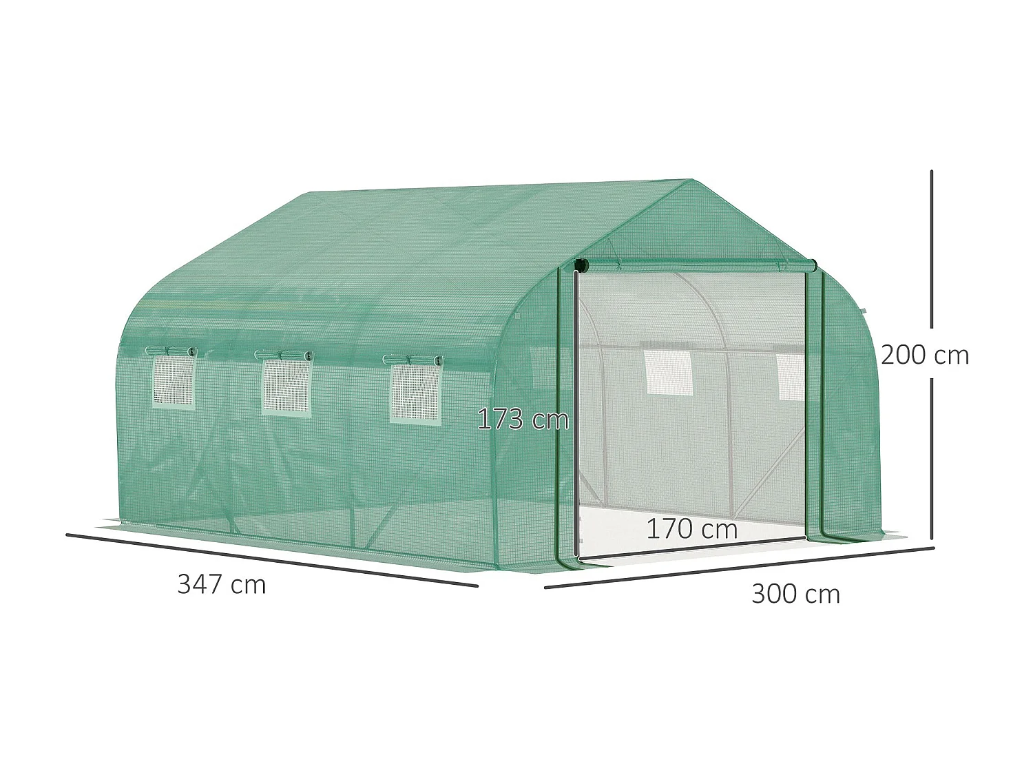 Serra tunnel copertura pe telaio acciaio 6 finestre 3.5x3x2m