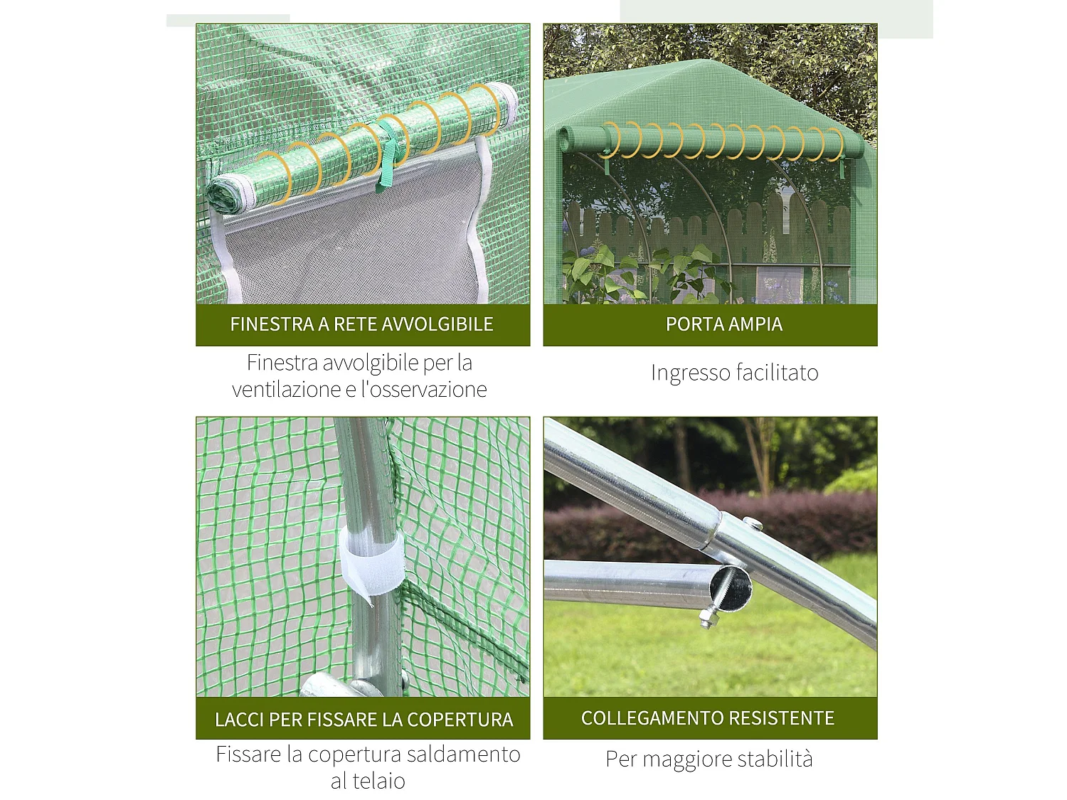 Serra tunnel copertura pe telaio acciaio 6 finestre 3.5x3x2m