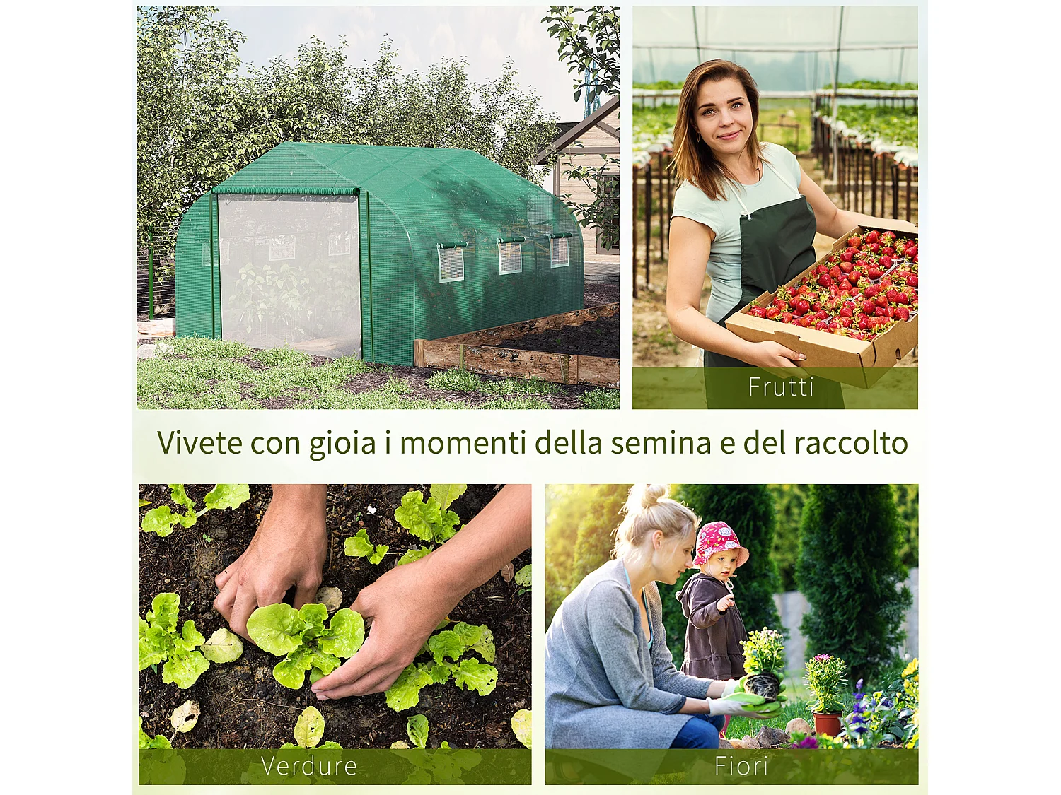 Serra tunnel copertura pe telaio acciaio 6 finestre 3.5x3x2m