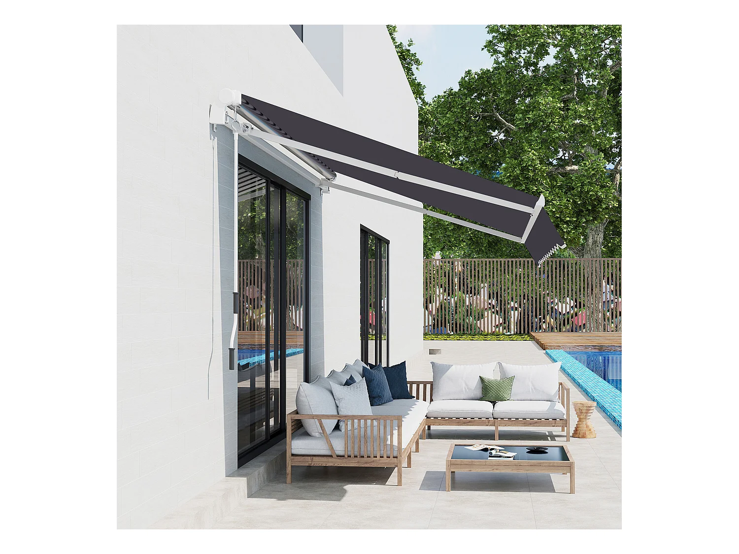 Telo di ricambio per tenda a bracci in poliestere da 3.6x3 m grigio