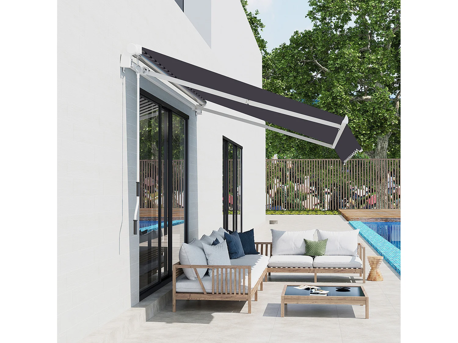 Telo di ricambio per tenda a bracci in poliestere da 3.6x3 m grigio