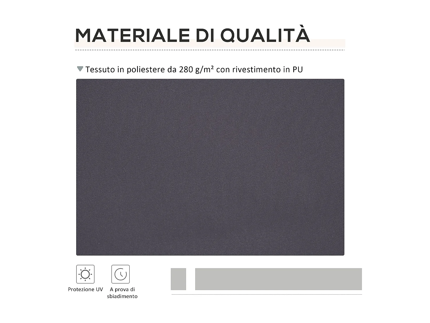 Telo di ricambio per tenda a bracci in poliestere da 3.6x3 m grigio