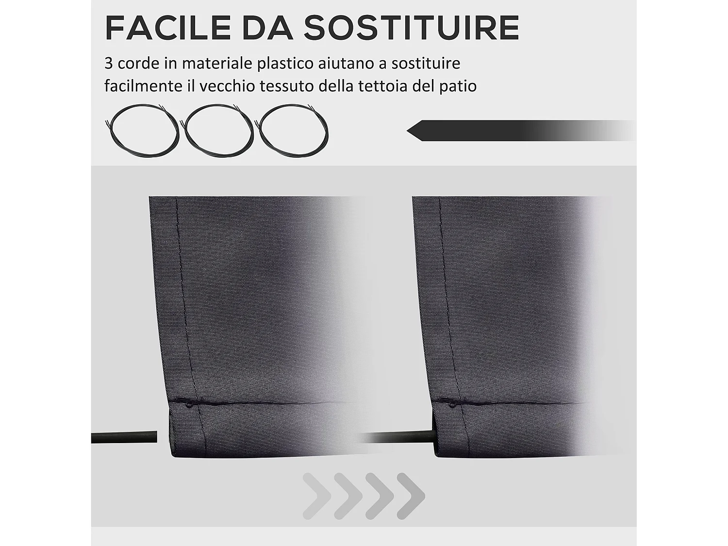 Telo di ricambio per tenda a bracci in poliestere da 3.6x3 m grigio