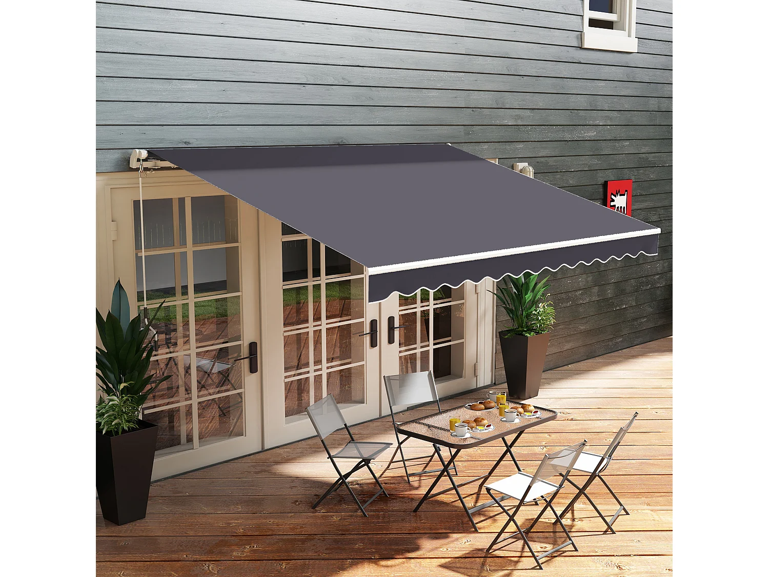 Telo di ricambio per tenda a bracci in poliestere da 3.6x3 m grigio