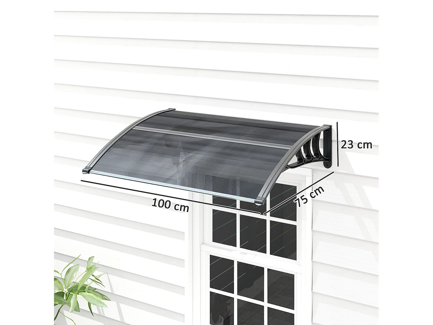 Pensilina da esterno anti-uv per porte e finestre 100x80 cm