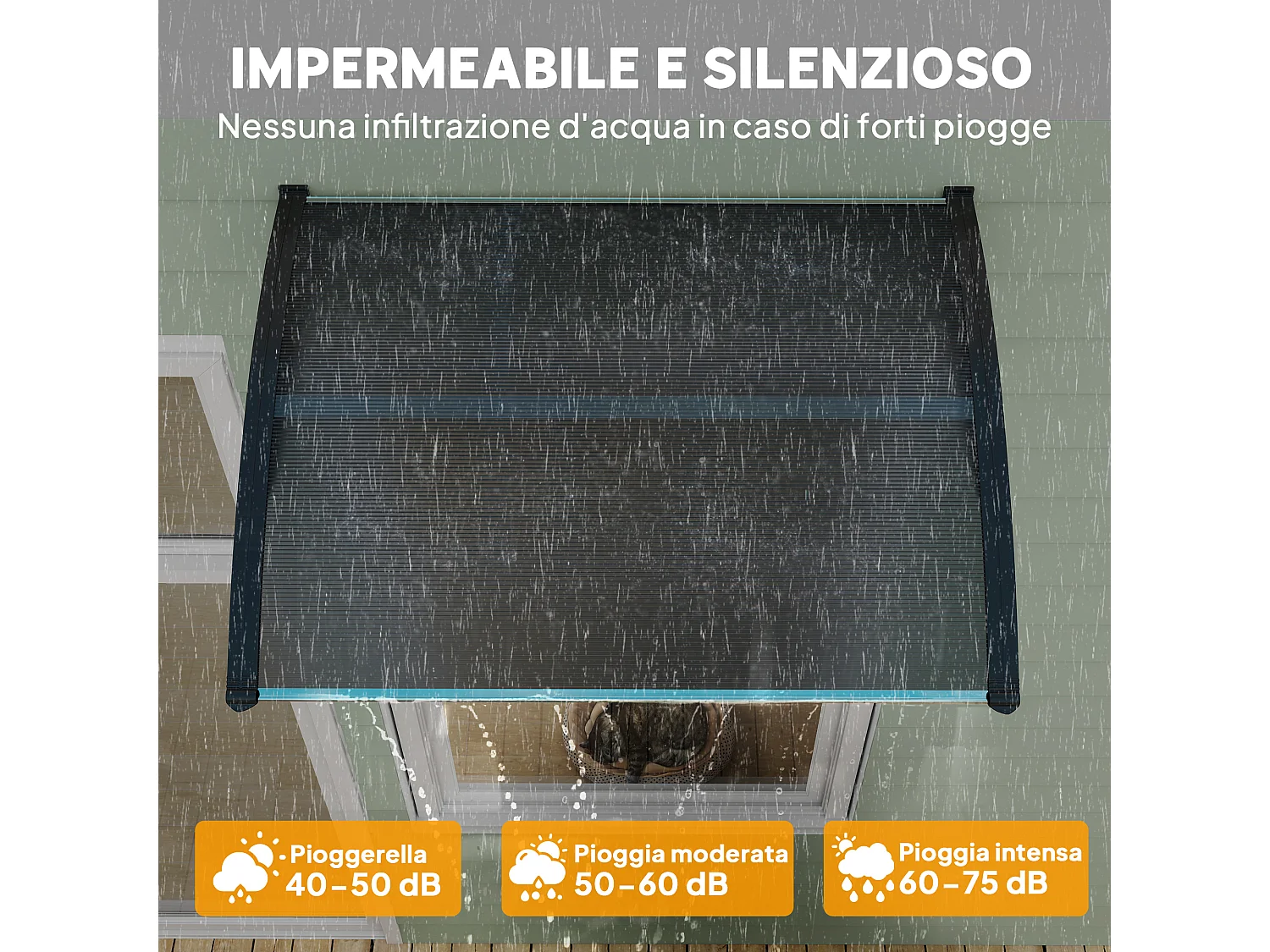 Pensilina da esterno anti-uv per porte e finestre 100x80 cm