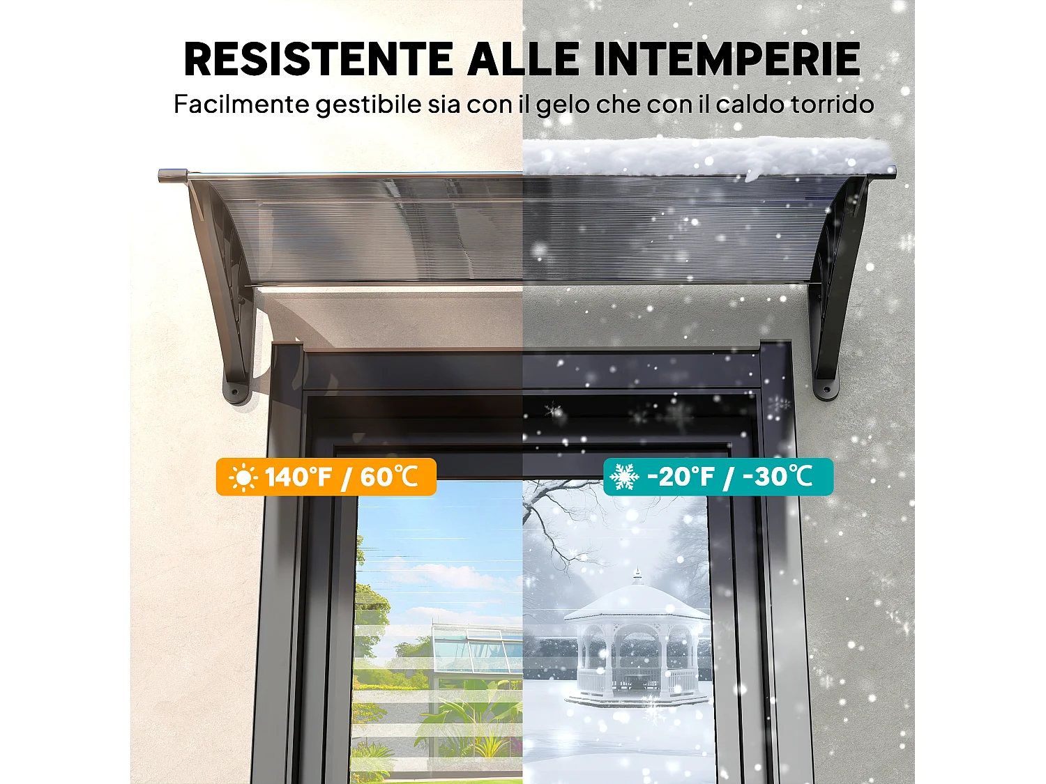 Pensilina da esterno anti-uv per porte e finestre 100x80 cm