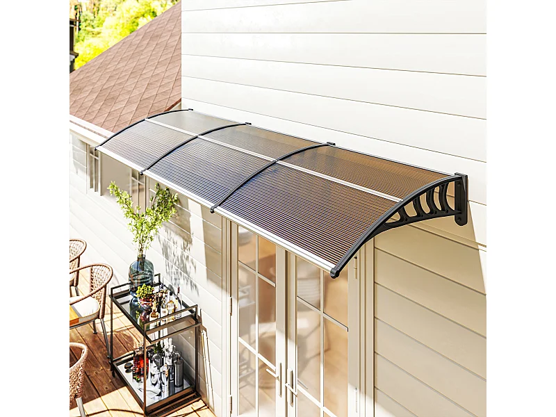 Pensilina da esterno in policarbonato 303x100x26cm marrone