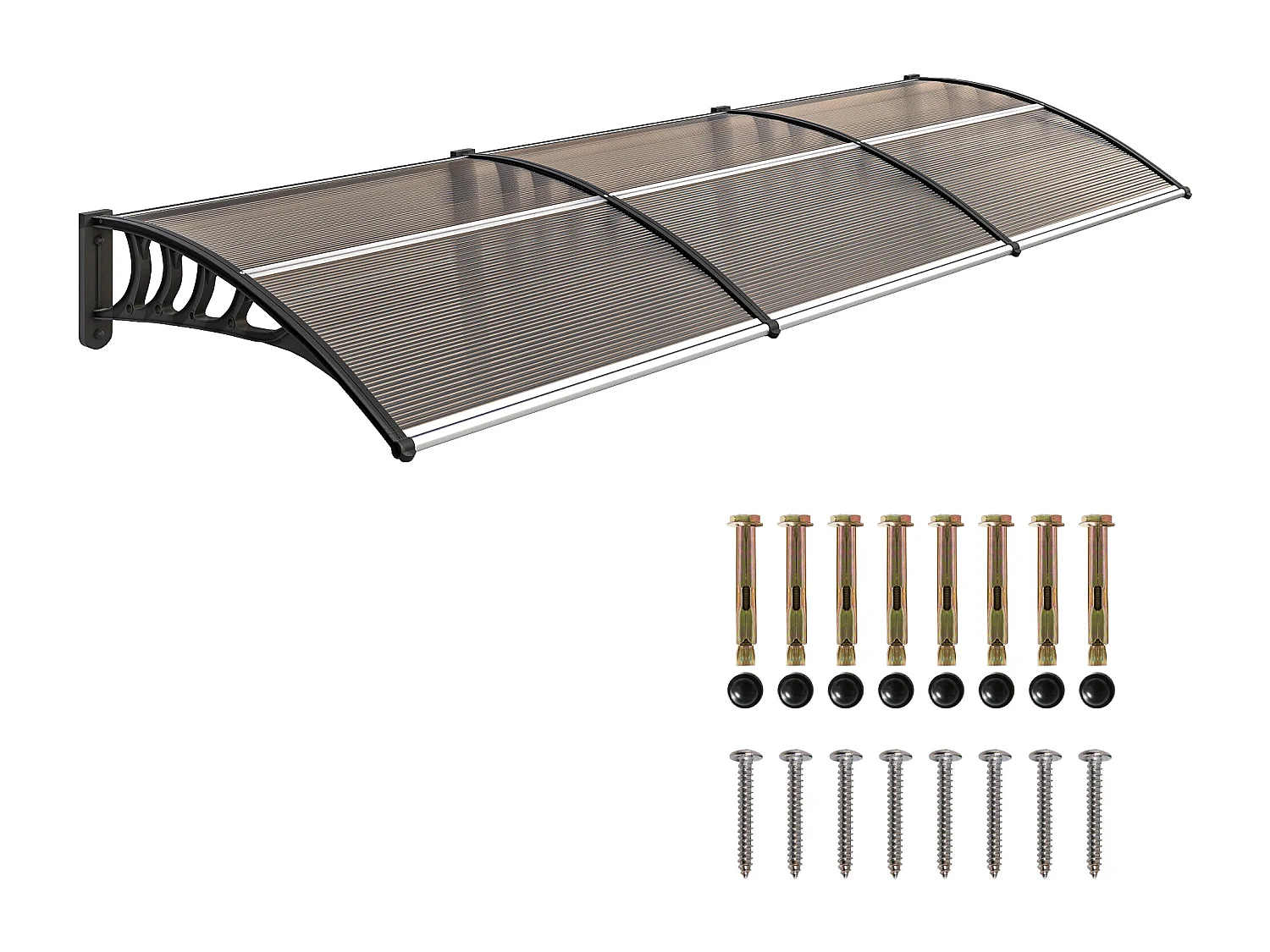 Pensilina da esterno in policarbonato 303x100x26cm marrone