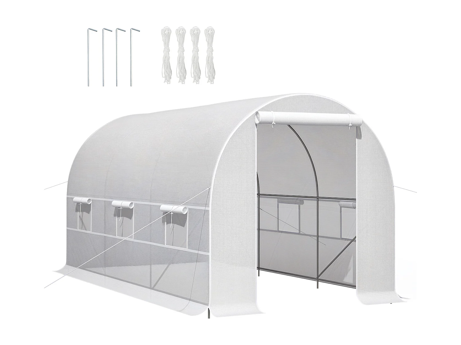 Serra da giardino a tunnel 4x2x2m in metallo e pe bianco