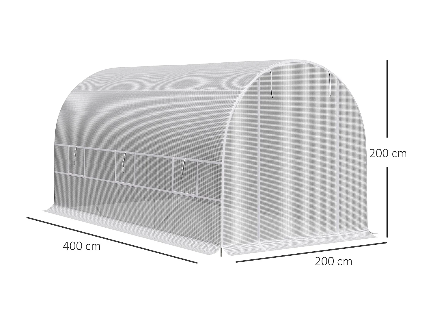 Serra da giardino a tunnel 4x2x2m in metallo e pe bianco