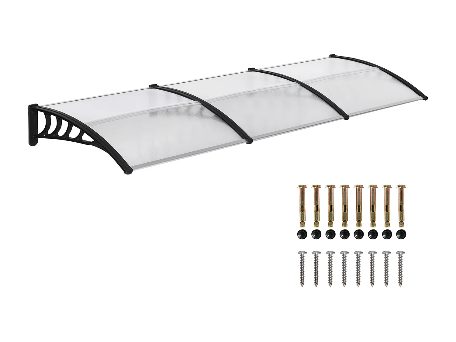 Tettoia in policarbonato e alluminio per finestre e porte 303x96x27 cm