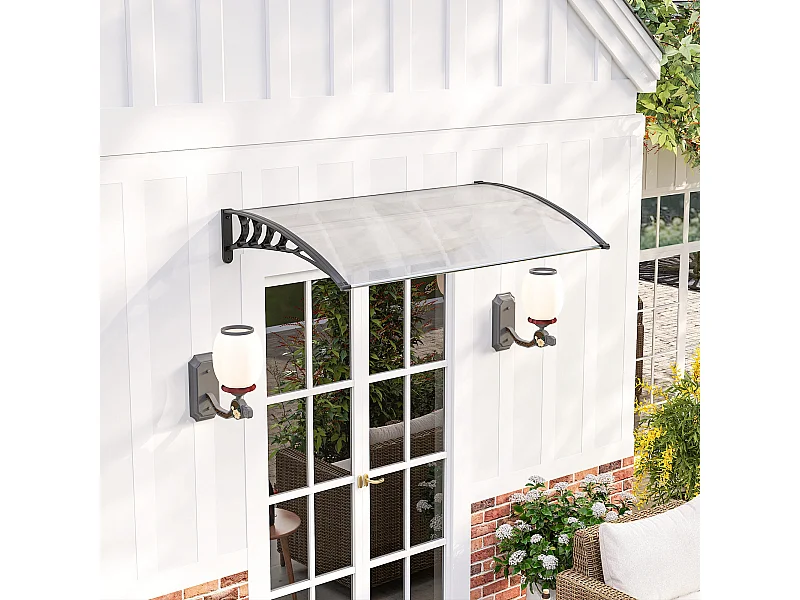 Tenda da sole ricurva con viti in policarbonato pp e alluminio nero