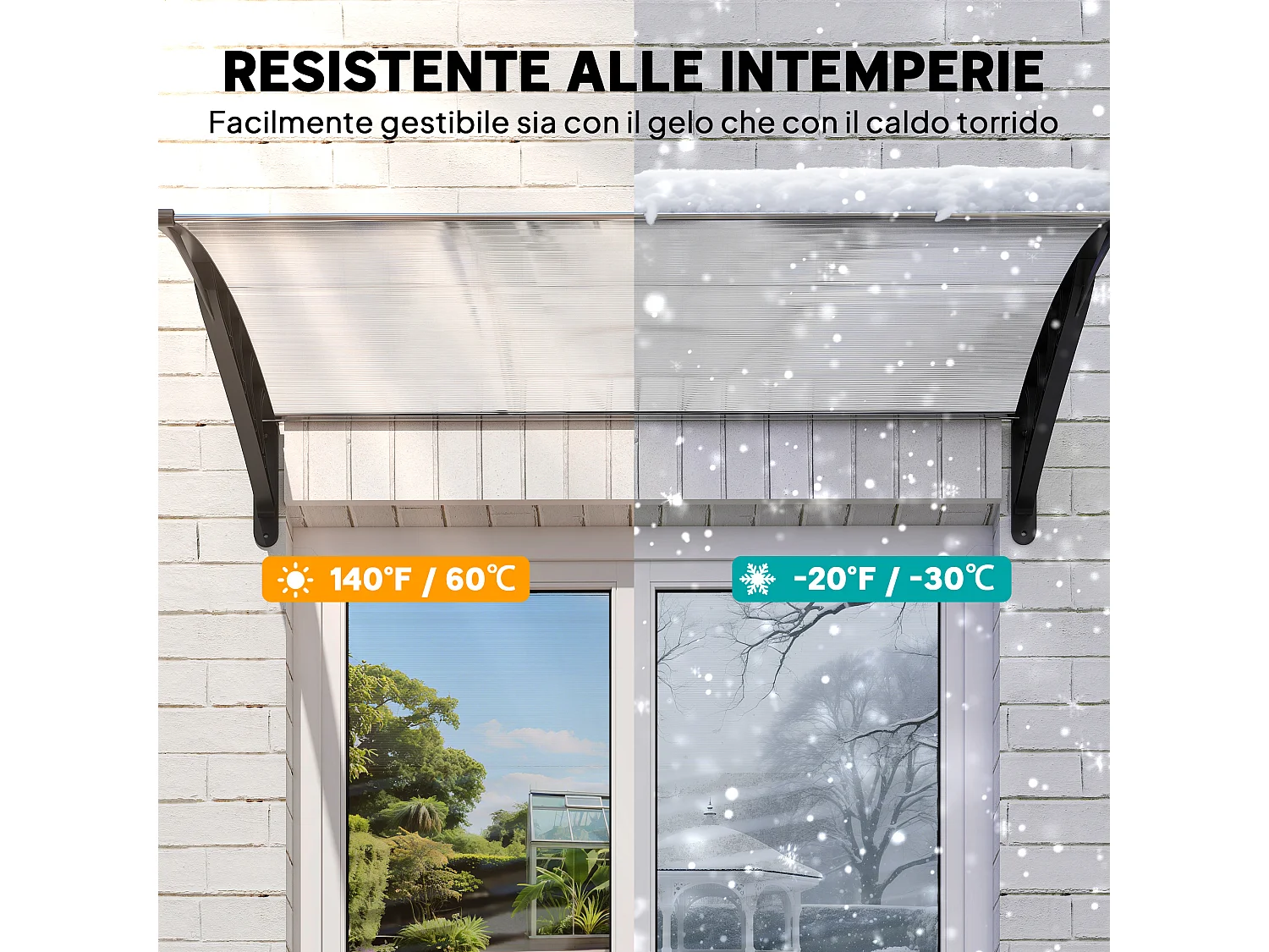 Tenda da sole ricurva con viti in policarbonato pp e alluminio nero