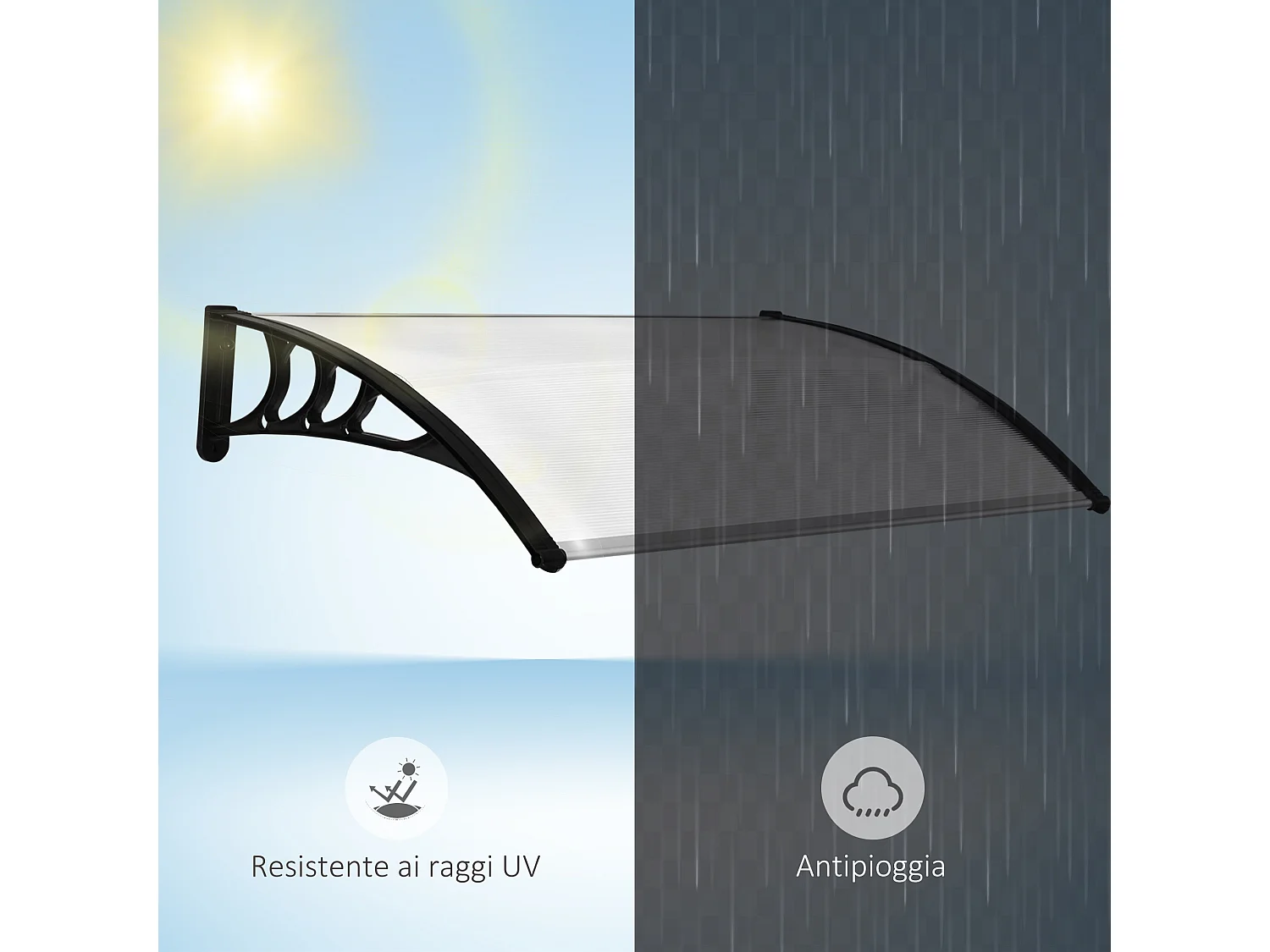 Pensilina da esterno trasparente per porta e finestra in policarbonato