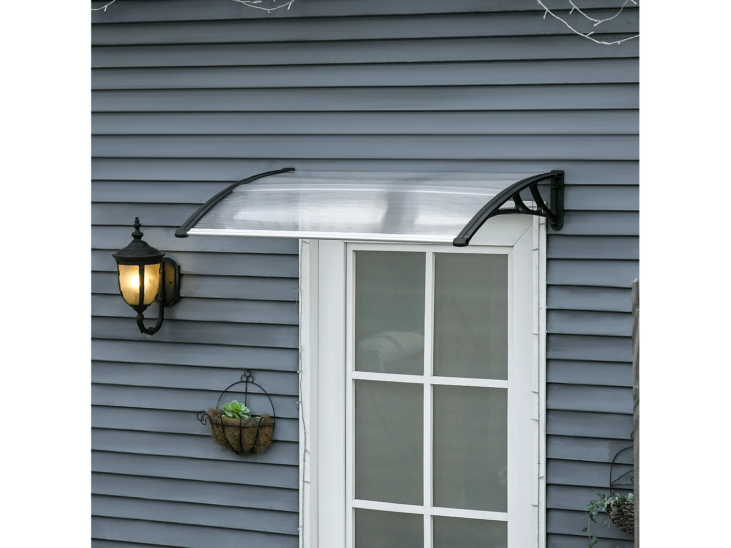 Pensilina da esterno in policarbonato 110x60x18cm trasparente