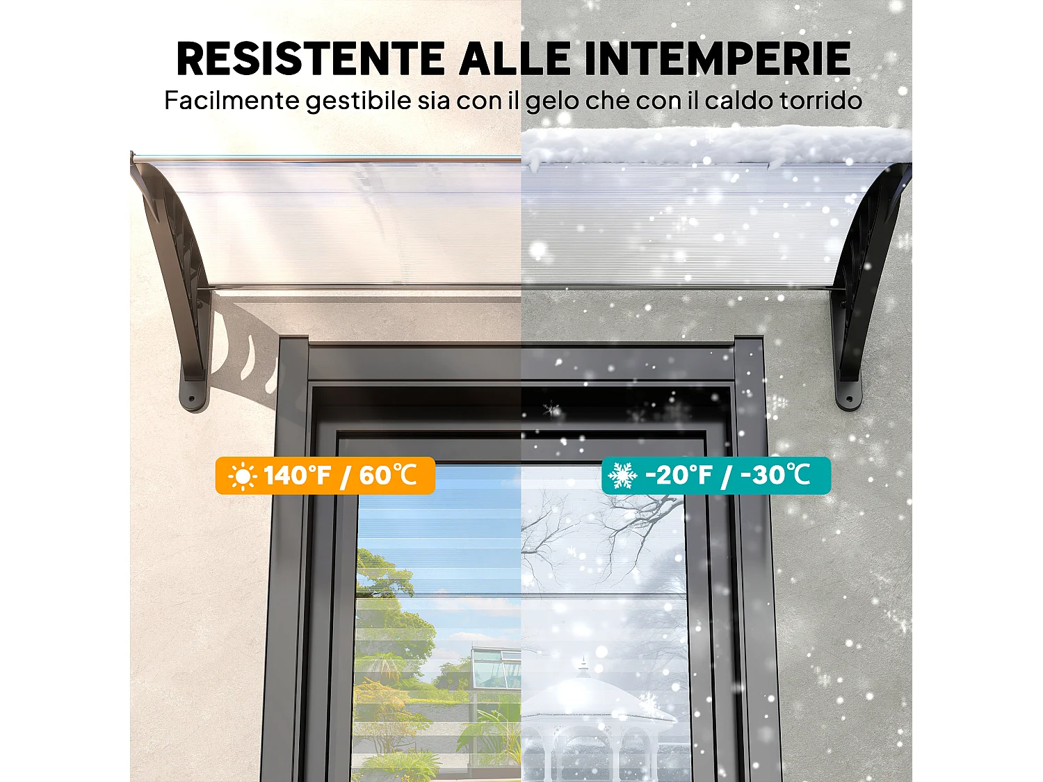 Tettoia per esterni ricurva con viti in policarbonato pp e alluminio