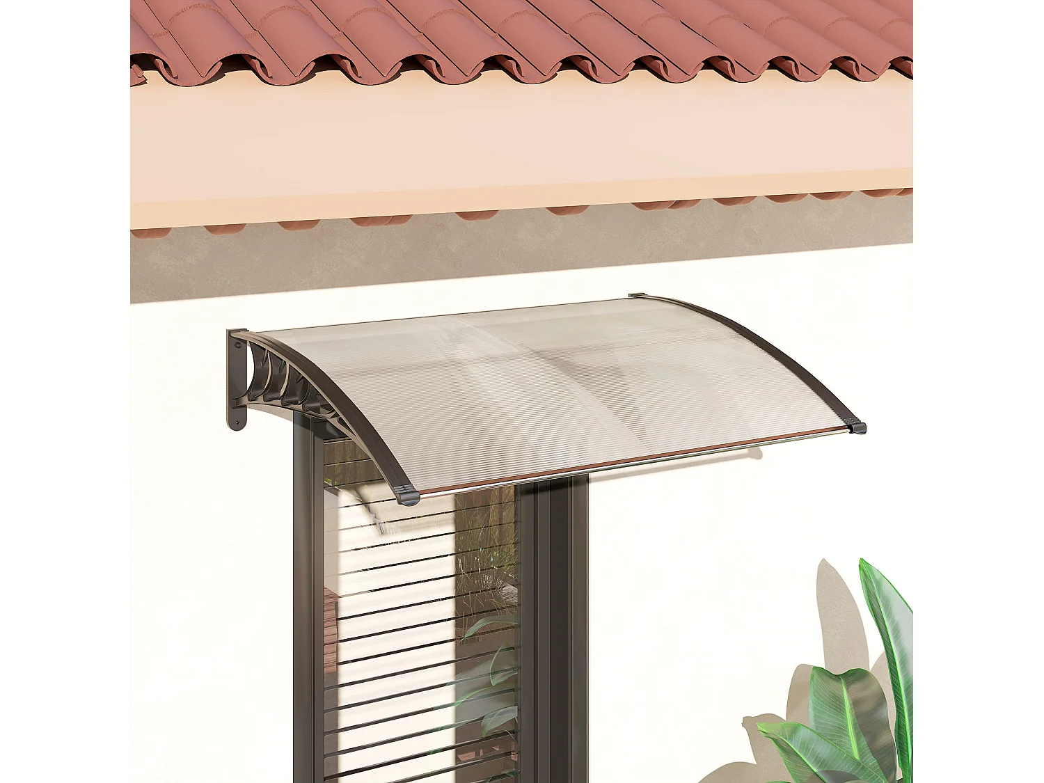 Tettoia per esterni ricurva con viti in policarbonato pp e alluminio