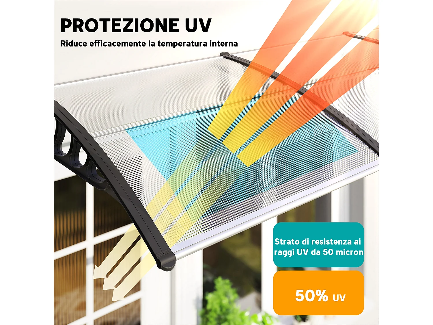 Tettoia moderna per esterno per finestre balconi e porte trasparente