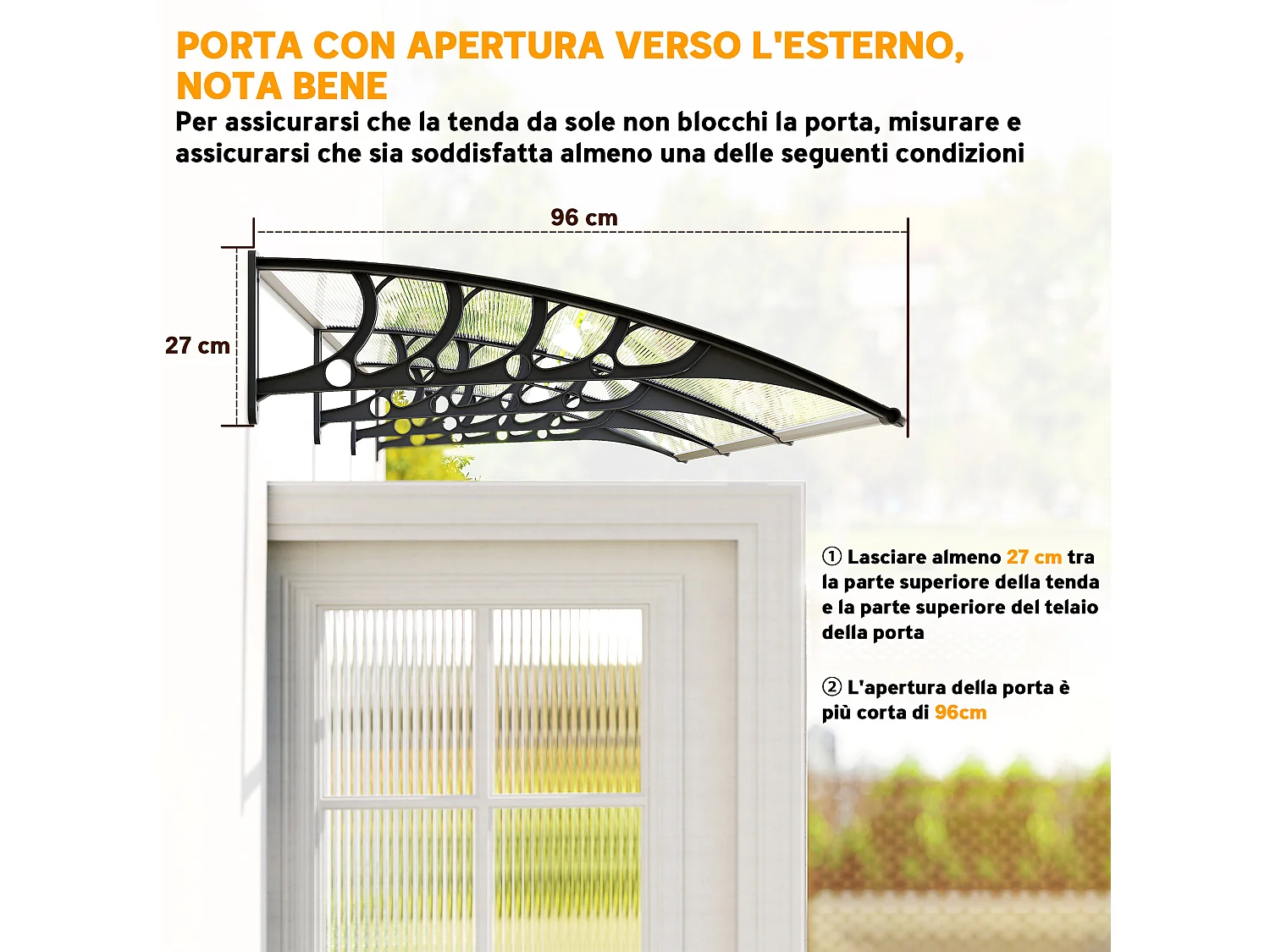 Tettoia moderna per esterno per finestre balconi e porte trasparente