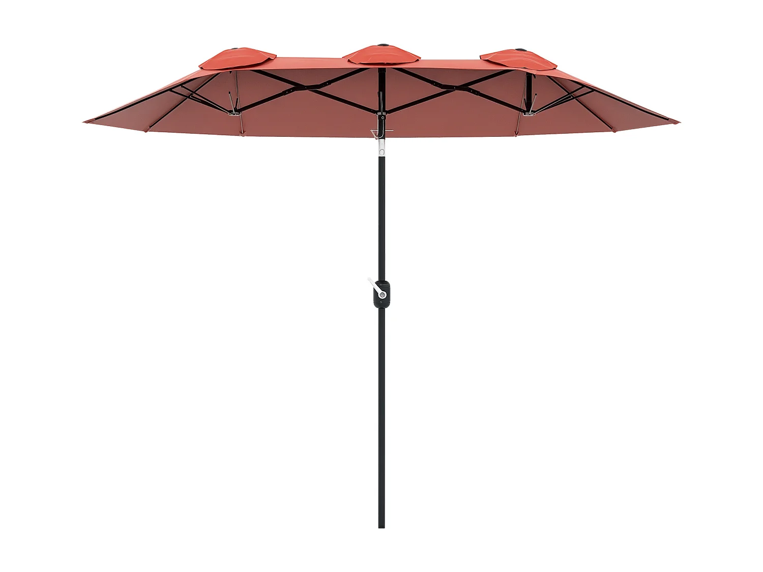 Ombrellone da giardino doppio e manovella 295x152x222cm rosso